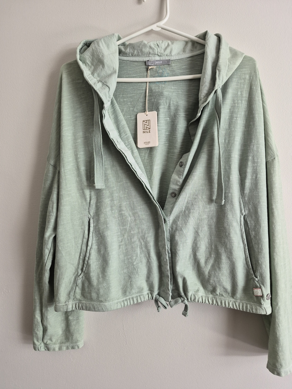 NILE Women's Sage Green Hooded Button Jacket